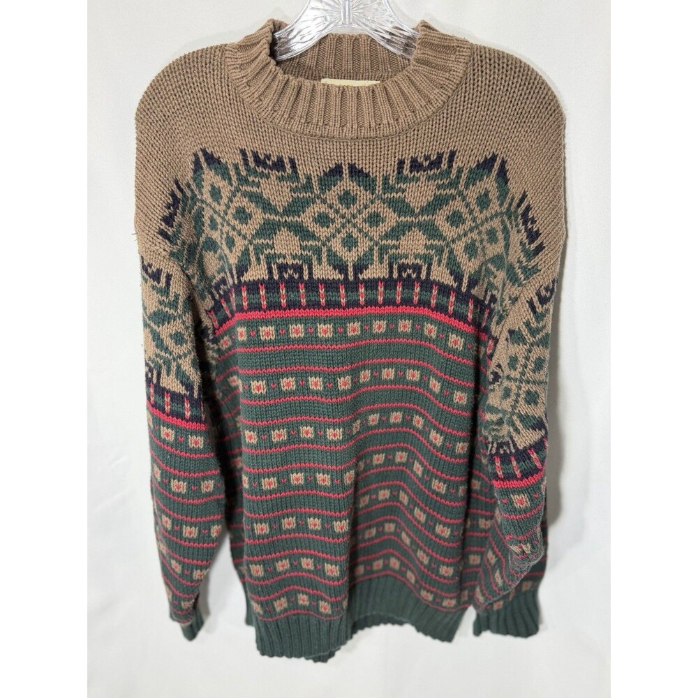 Vintage 90s Eddie Bauer Nordic Knit 100% Cotton Ski Sweater Long Sleeve Mens L